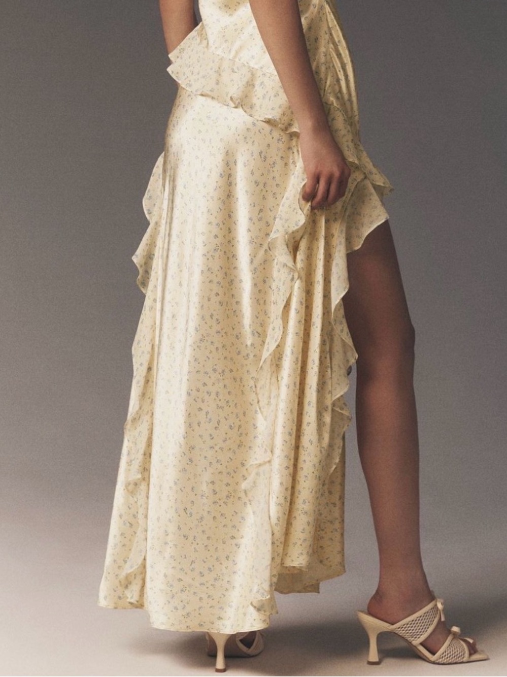 For Love & Lemons Sawyer Ruffled Maxi Dress Yellow Floral (M) NWT - Picture 11 of 12